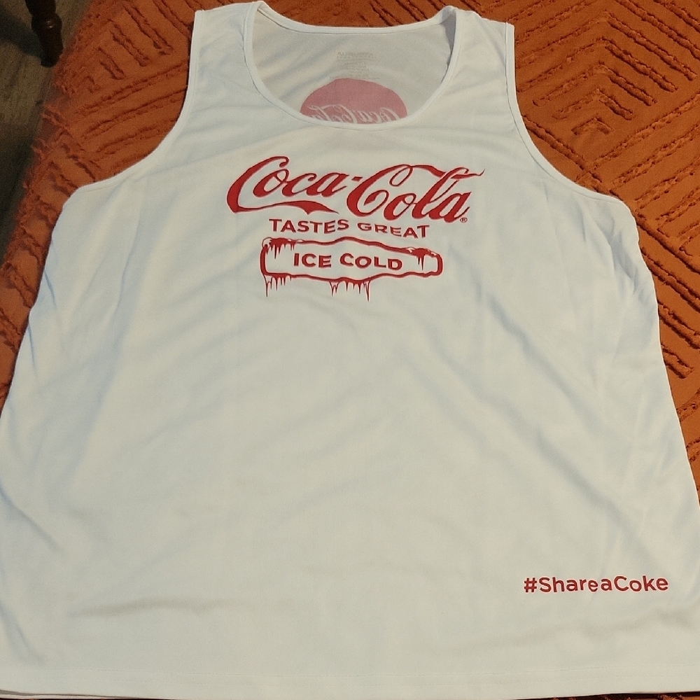 Coca-Cola Red and White Augusta Sportswear Tank Top